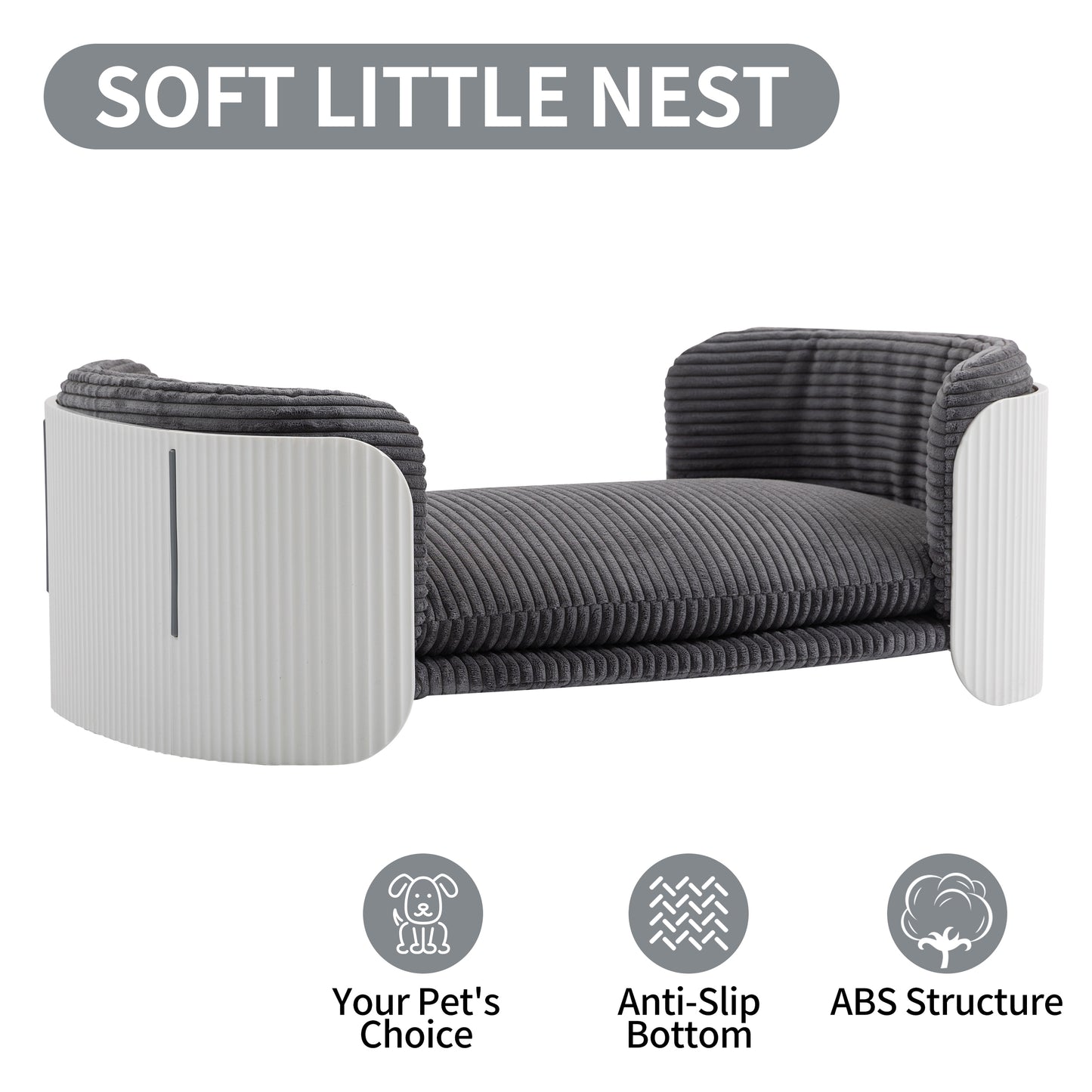 CHOTTO - Tama PP Pet Sofa- Midium White+Grey