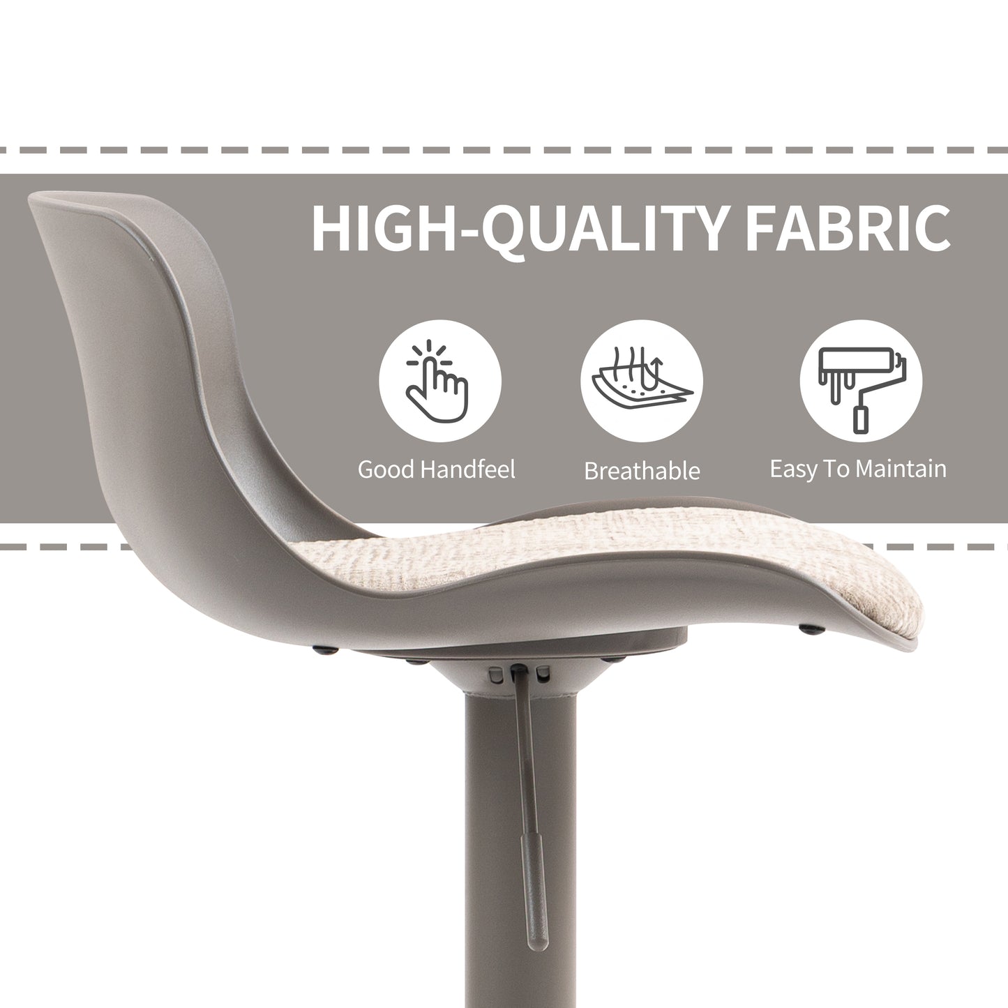 CHOTTO - Eri Adjustable Swivel Bar Stools with Padded Seat -Brown x 2