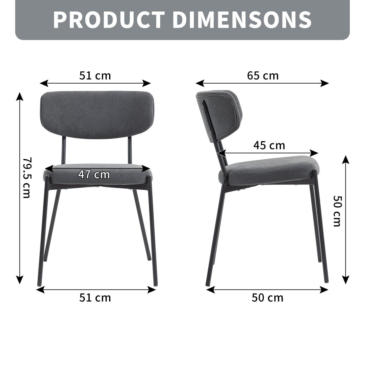 CHOTTO - Kaze Dining Chair - Grey (Set of 2)