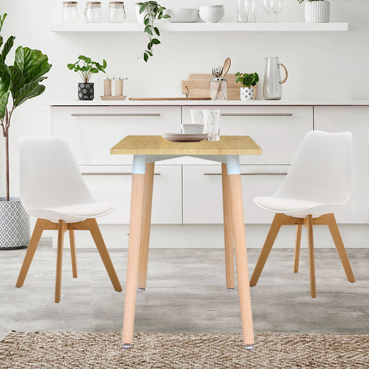 CHOTTO - Hako Rectangle Top Dining Table with Wooden Legs - Wood - 120cm