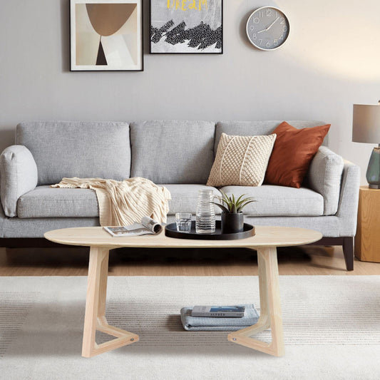 CHOTTO - Tsuno Rounded Rectangle Top Coffee Table - Wood - 60cm