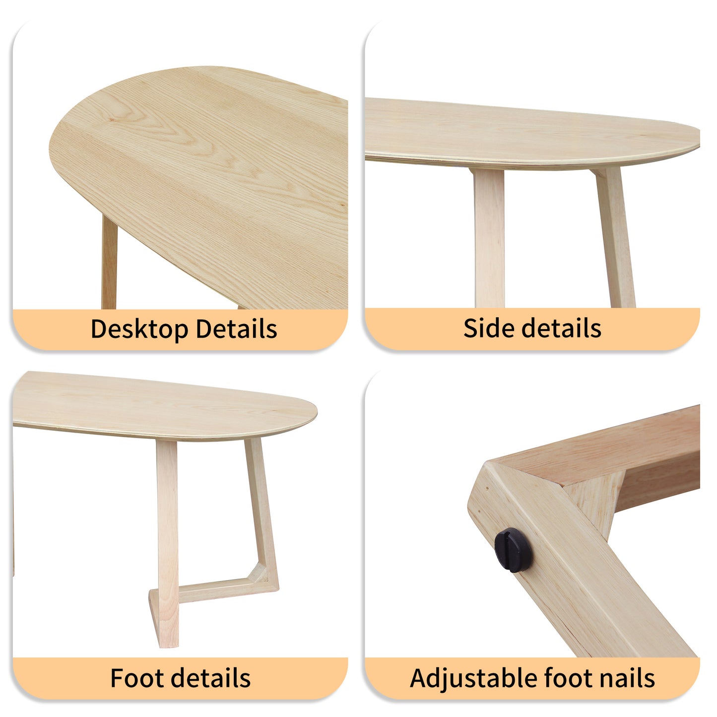 CHOTTO - Tsuno Rounded Rectangle Top Coffee Table - Wood - 60cm