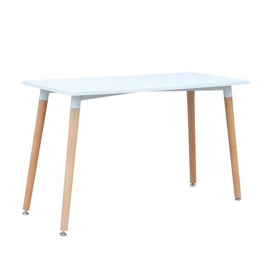 CHOTTO - Hako Rectangle Top Dining Table with Wooden Legs - White - 120cm
