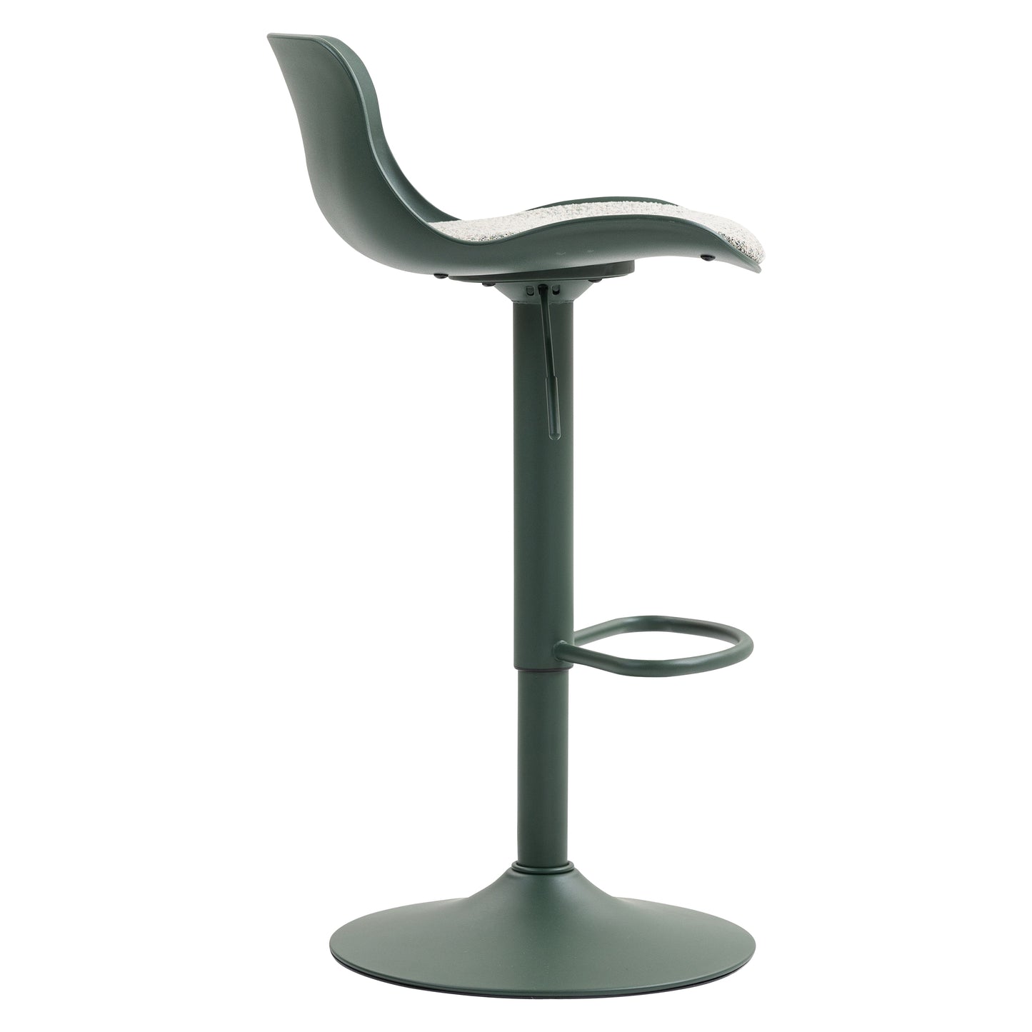 CHOTTO - Eri Adjustable Swivel Bar Stools with Padded Seat -Dark Green x 2