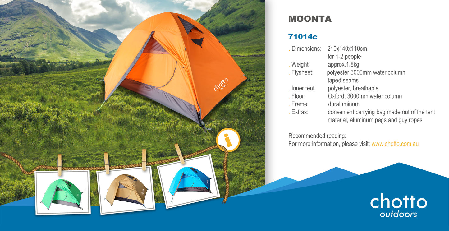 Chotto Outdoor - Moonta (2 people) Camping Tent - Orange