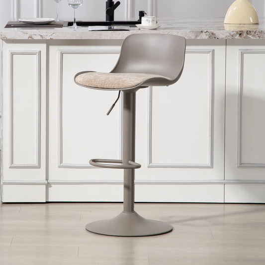 CHOTTO - Eri Adjustable Swivel Bar Stools with Padded Seat -Brown x 2