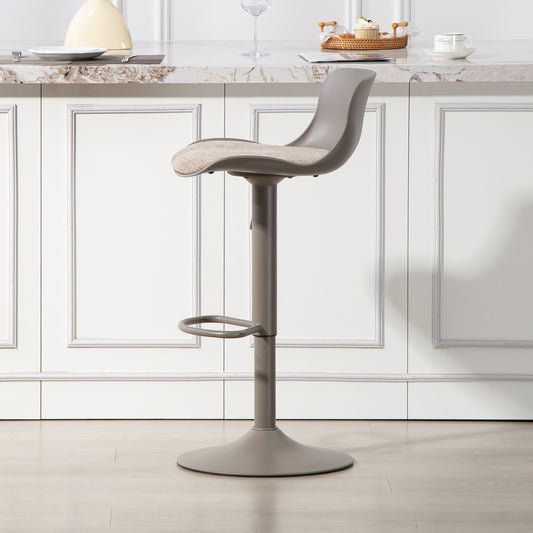 CHOTTO - Eri Adjustable Swivel Bar Stools with Padded Seat -Brown x 2