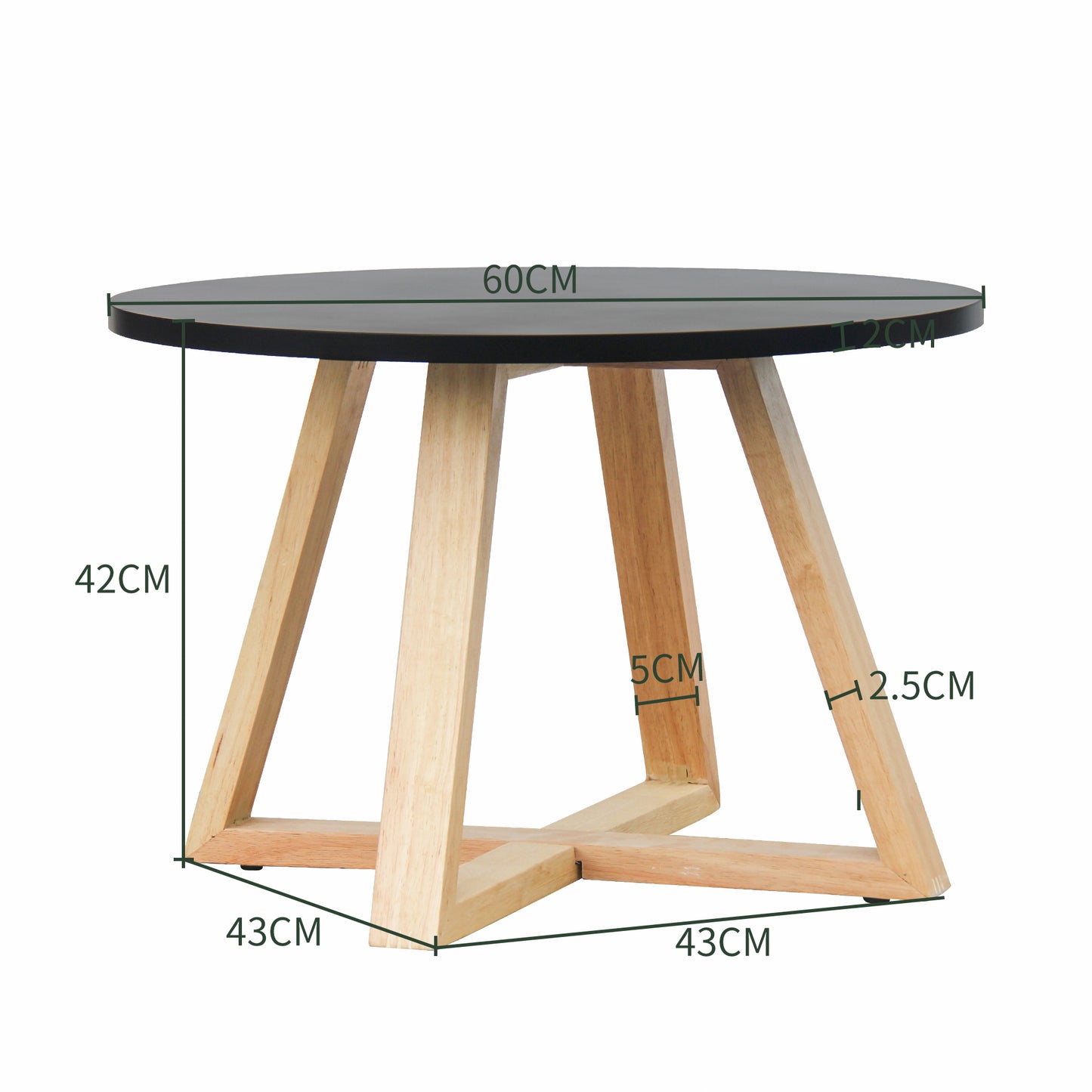 CHOTTO - Juji Round Top Coffee Table - Black - 60cm