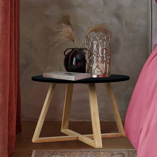 CHOTTO - Juji Round Top Coffee Table - Black - 60cm