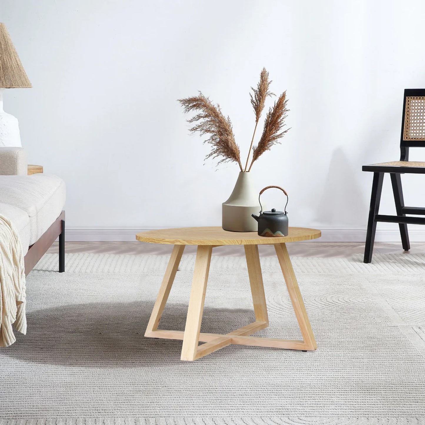 CHOTTO - Juji Round Top Coffee Table - Wood - 60cm