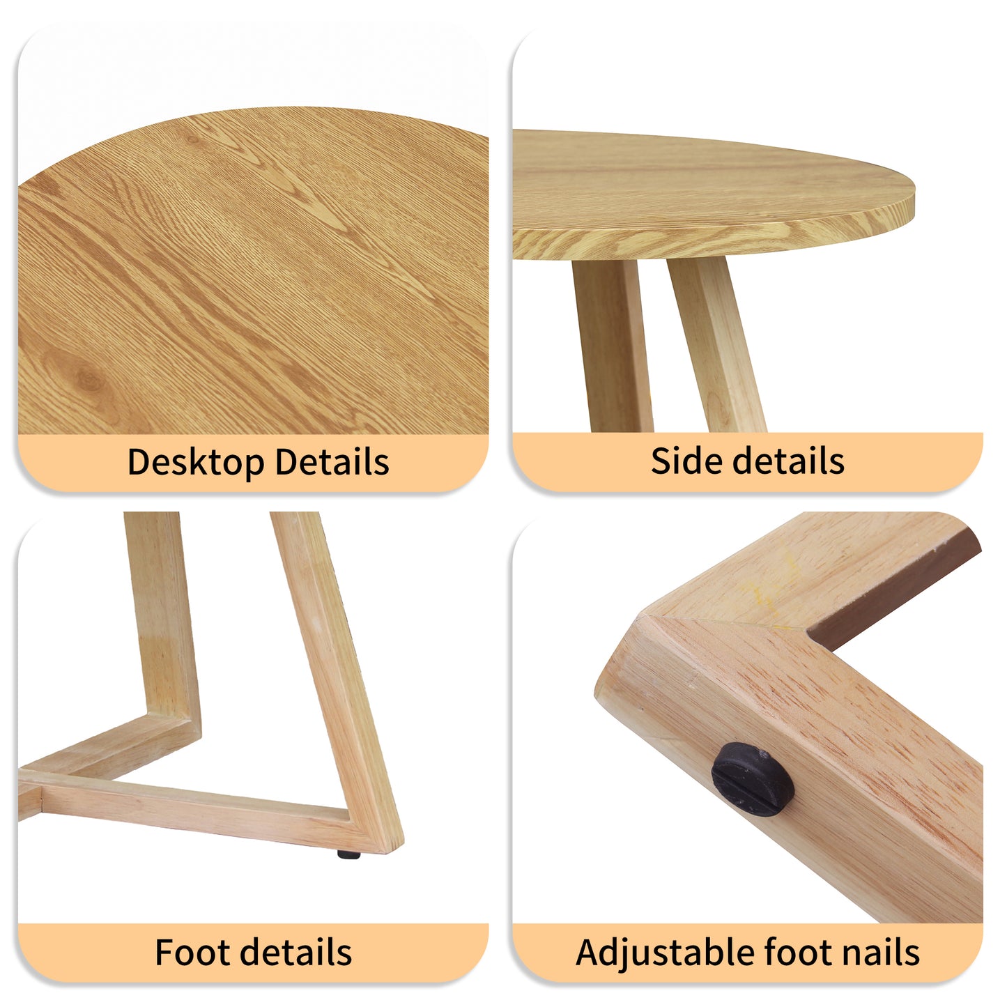 CHOTTO - Juji Round Top Coffee Table - Wood - 70cm