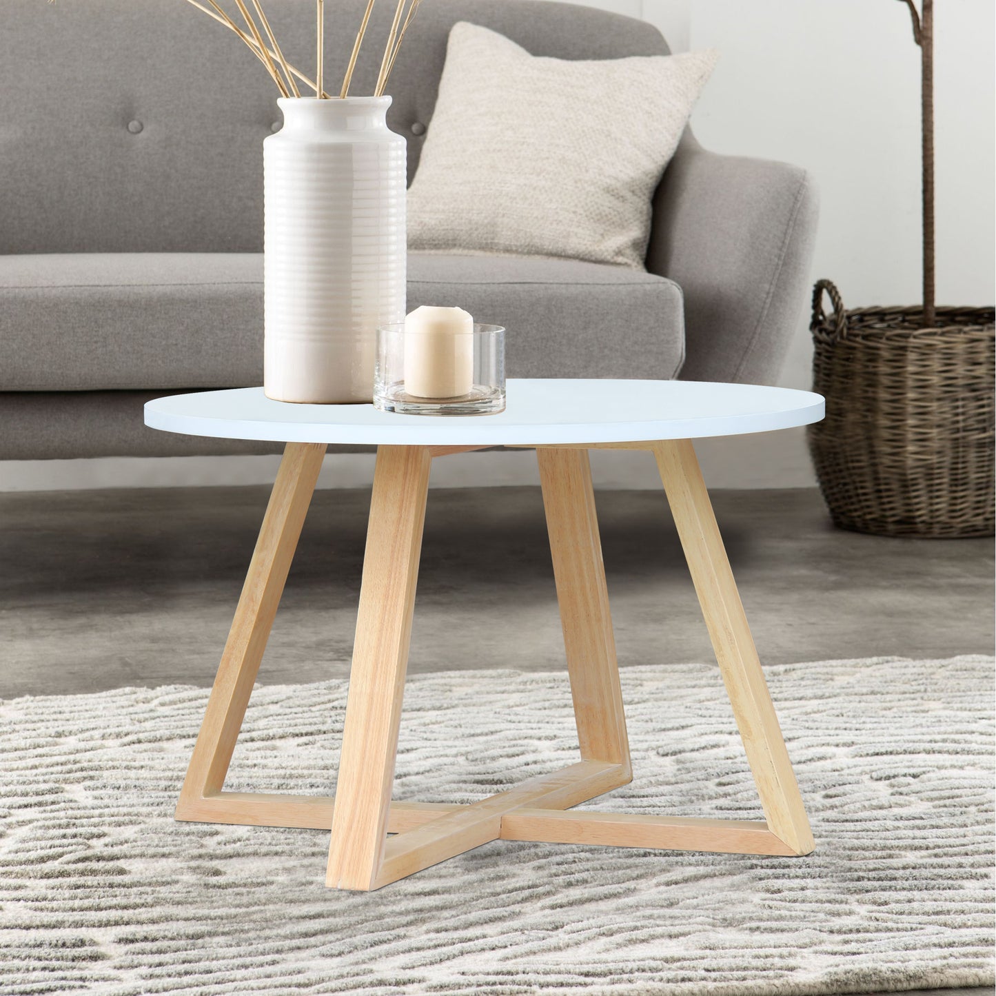 CHOTTO - Juji Round Top Coffee Table - White - 60cm