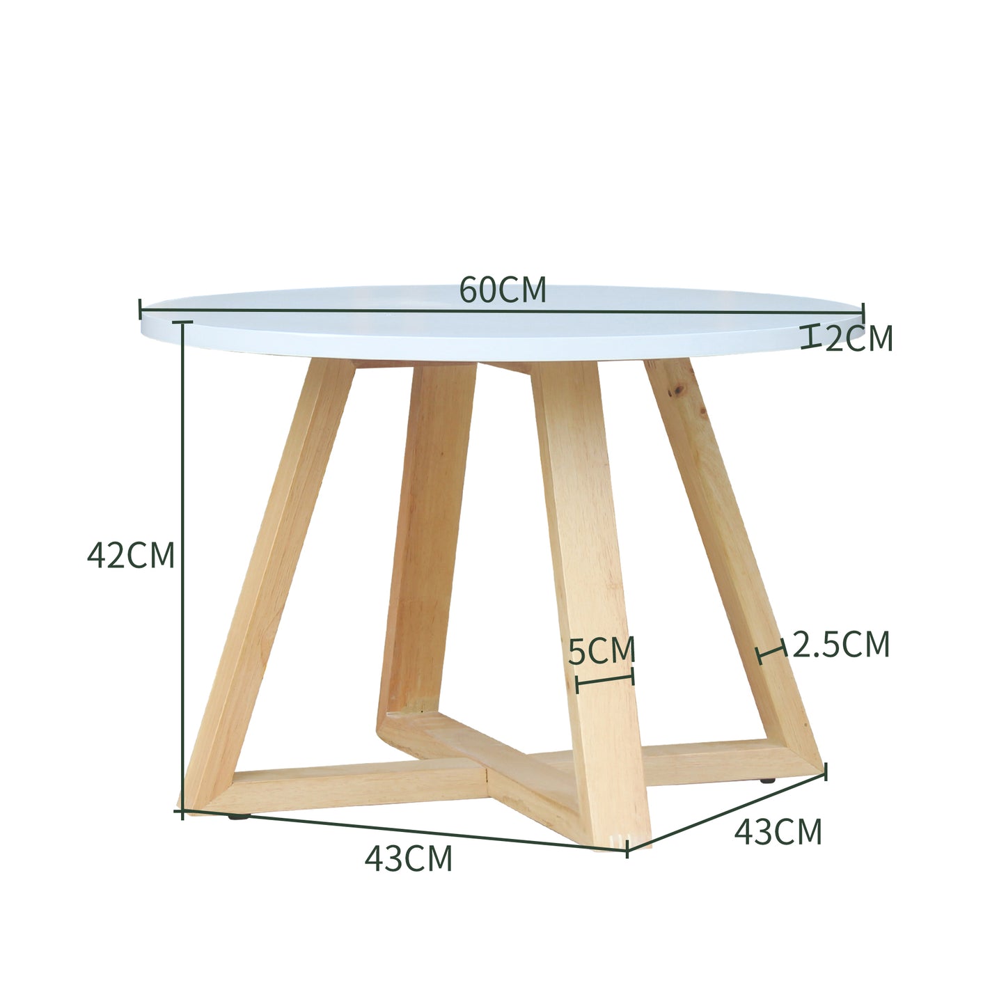 CHOTTO - Juji Round Top Coffee Table - White - 60cm