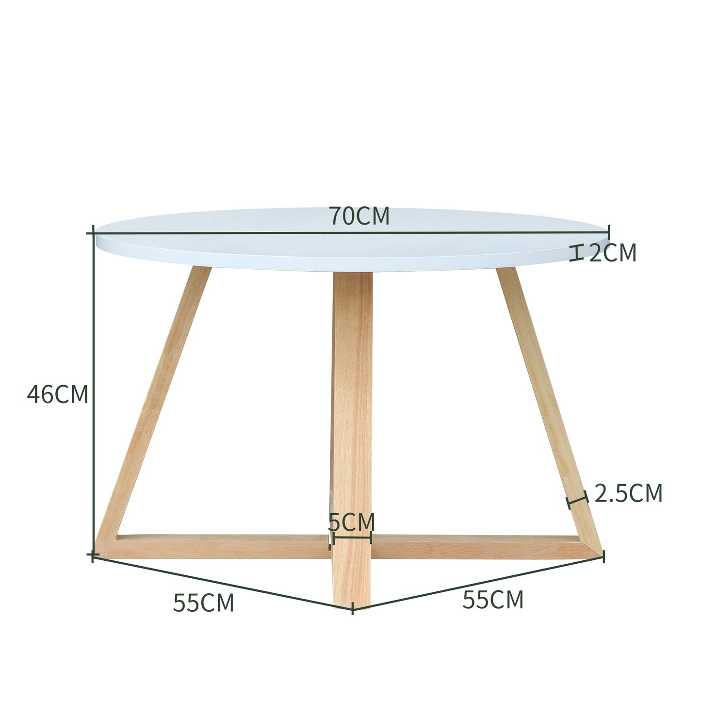 CHOTTO - Juji Round Top Coffee Table - White - 70cm