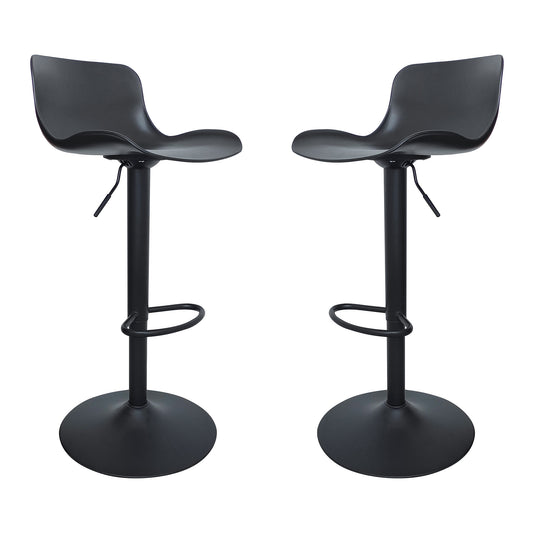 CHOTTO - Eri Adjustable Swivel Bar Stools -Black x 2