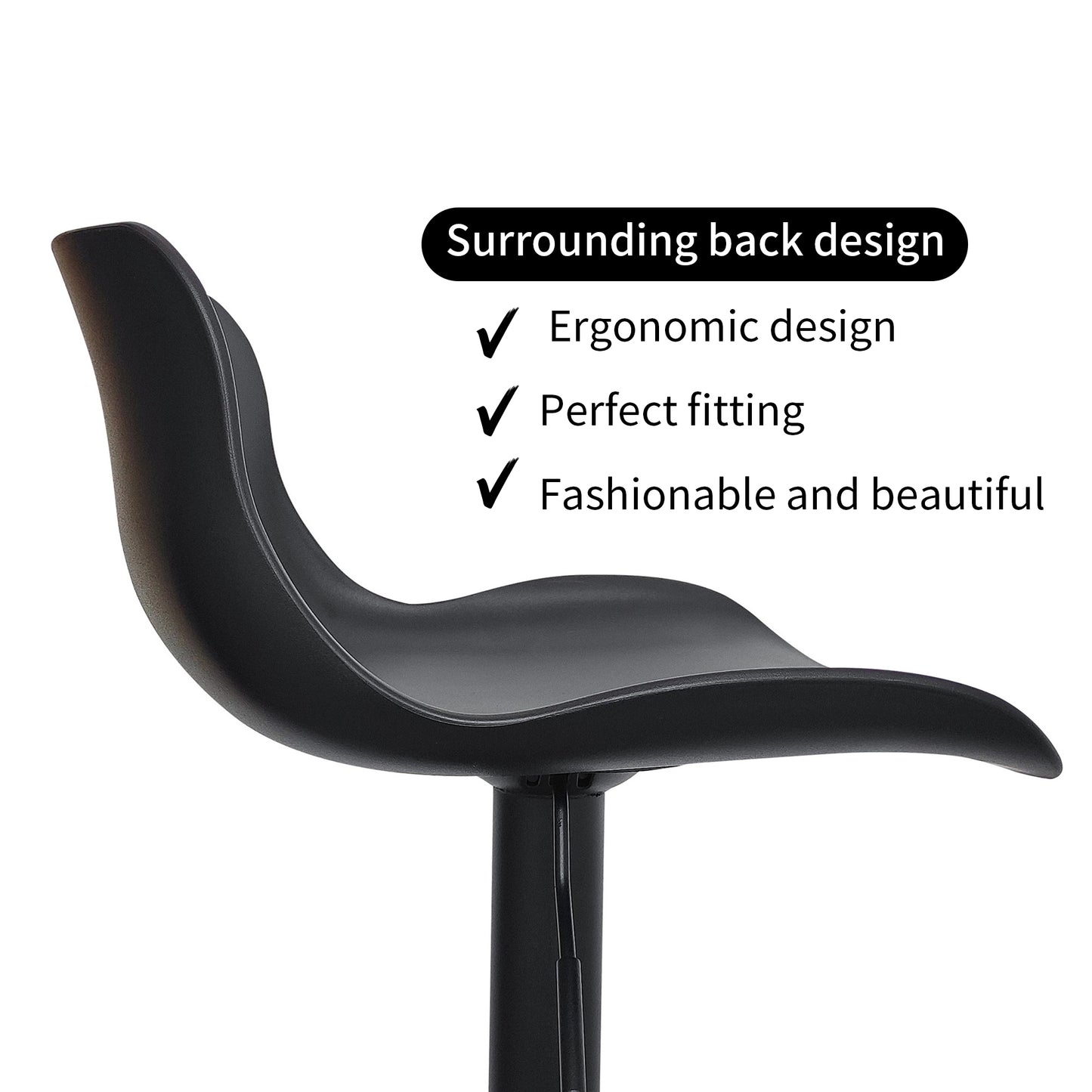 CHOTTO - Eri Adjustable Swivel Bar Stools -Black x 3