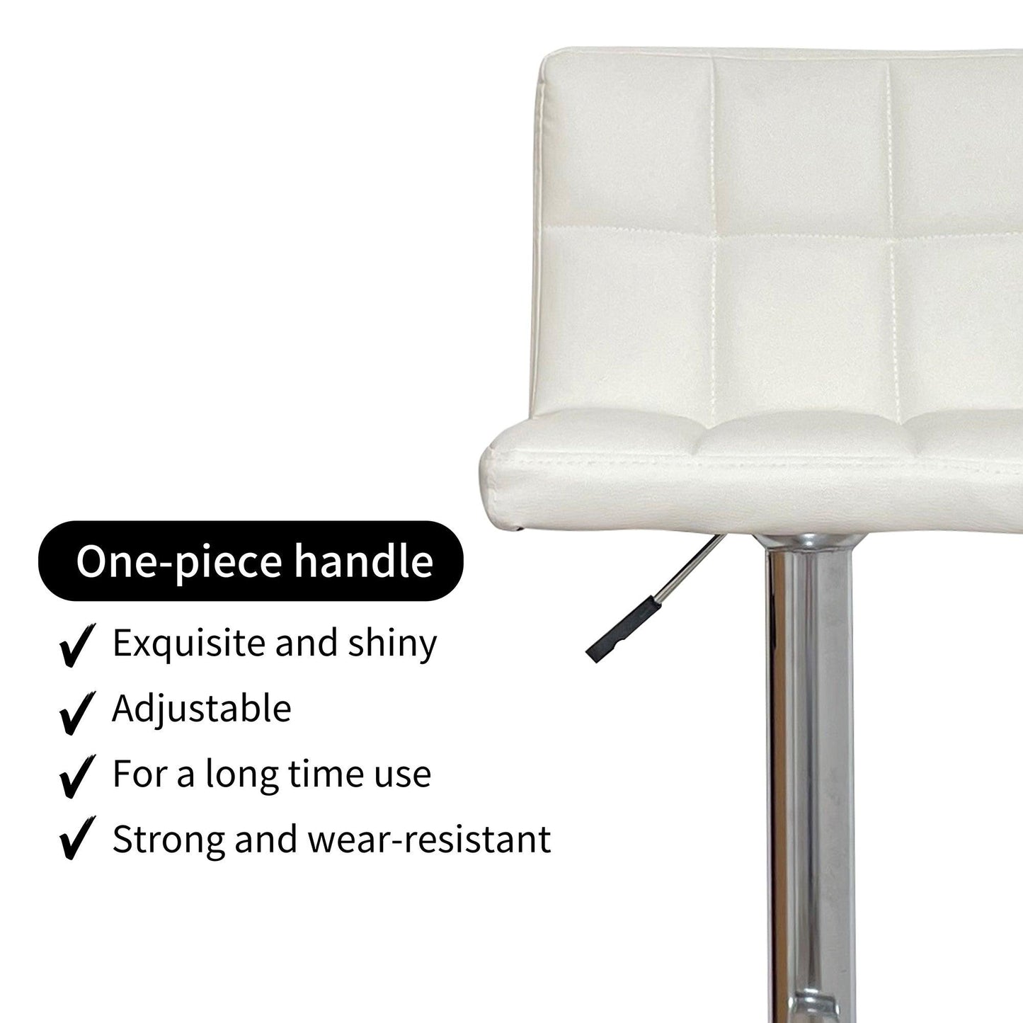 Nomu Adjustable Swivel Leather Bar Stools - White x 2 - Chotto Furniture