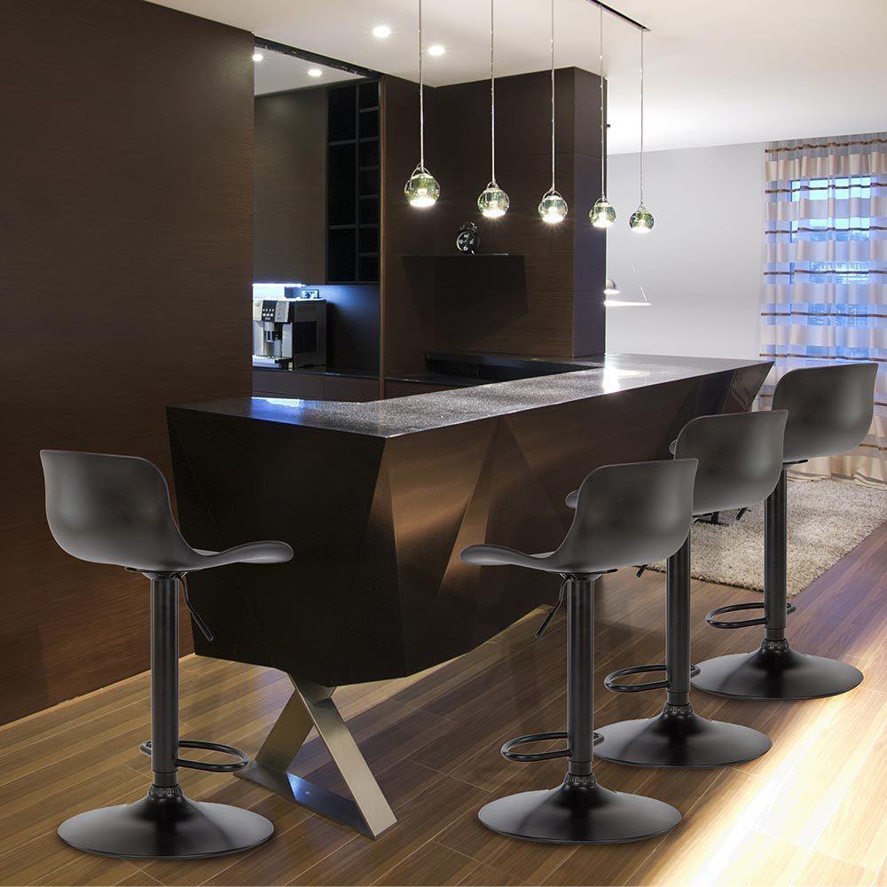 Eri Adjustable Swivel Bar Stools with Padded Seat - Black x 2 - Chotto Furniture