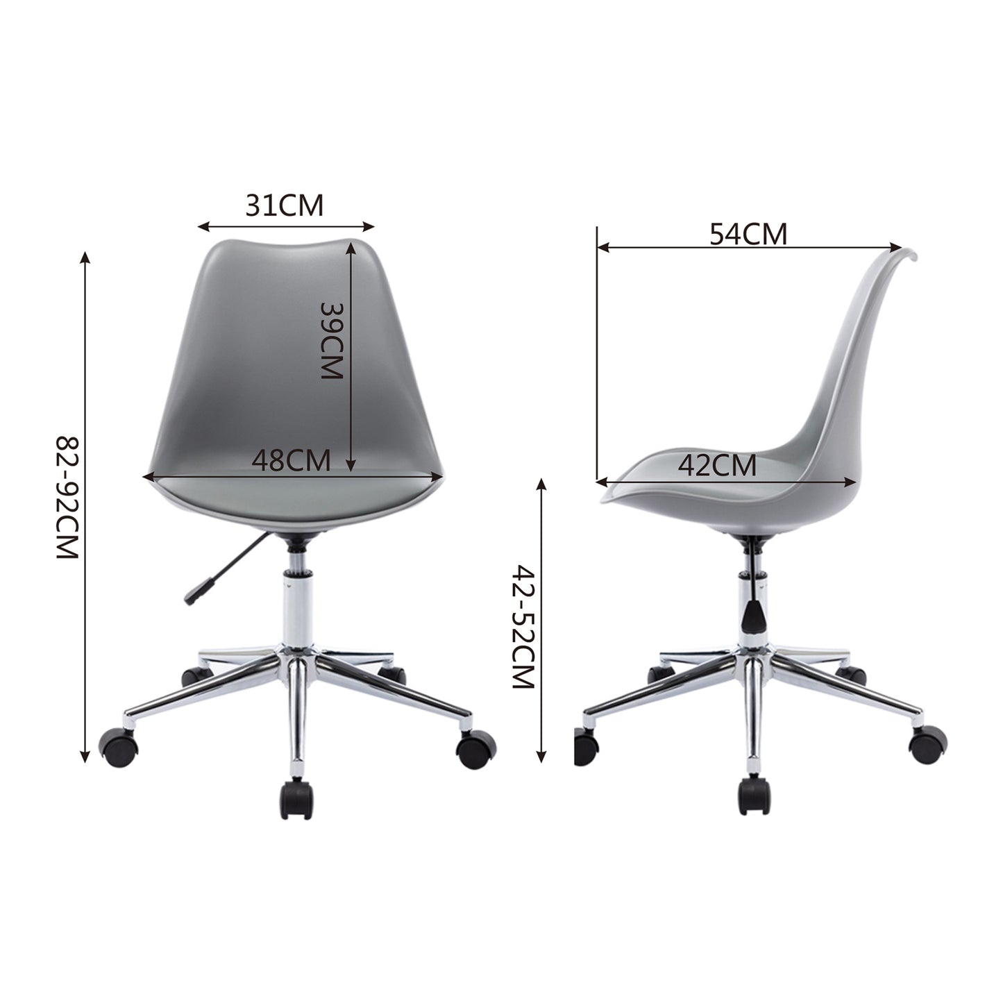 CHOTTO - Ando Office Desk Chair with Vegan Leather Seat - Grey