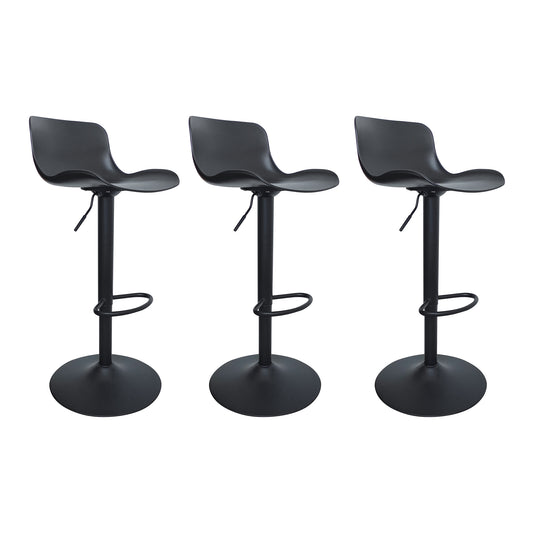 CHOTTO - Eri Adjustable Swivel Bar Stools -Black x 3