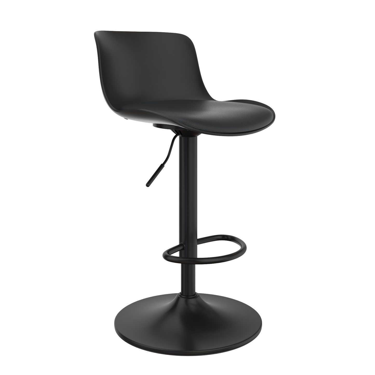 CHOTTO - Eri Adjustable Swivel Bar Stools with Padded Seat - Black x 2