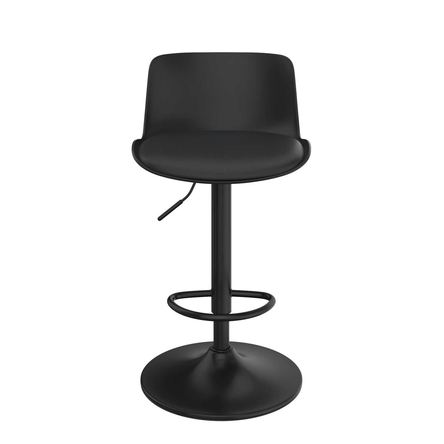 CHOTTO - Eri Adjustable Swivel Bar Stools with Padded Seat - Black x 2
