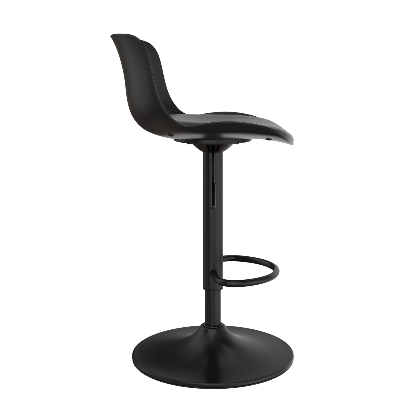 CHOTTO - Eri Adjustable Swivel Bar Stools with Padded Seat - Black x 2