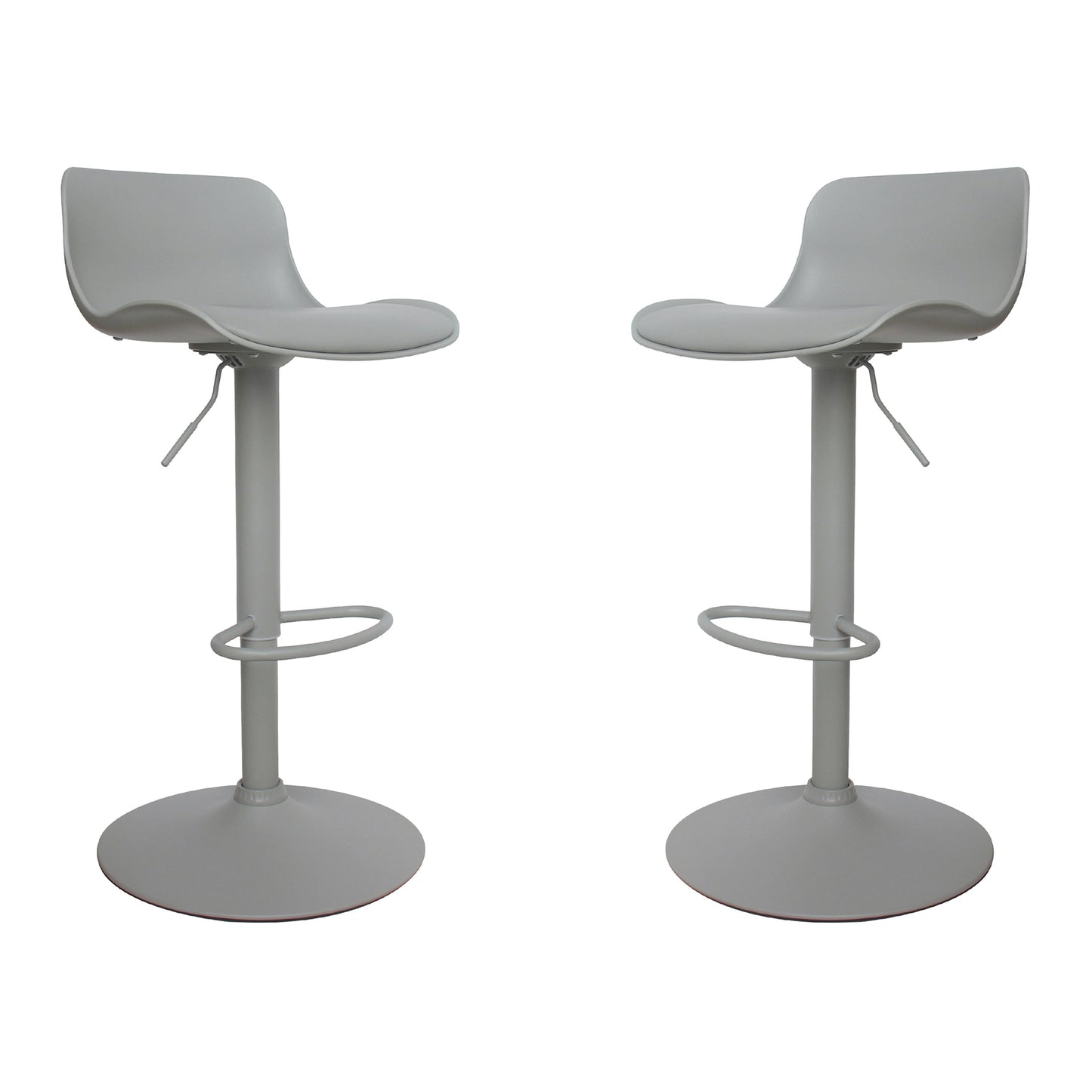 CHOTTO - Eri Adjustable Swivel Bar Stools with Padded Seat -Grey x 2