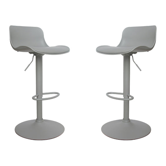 CHOTTO - Eri Adjustable Swivel Bar Stools with Padded Seat -Grey x 2