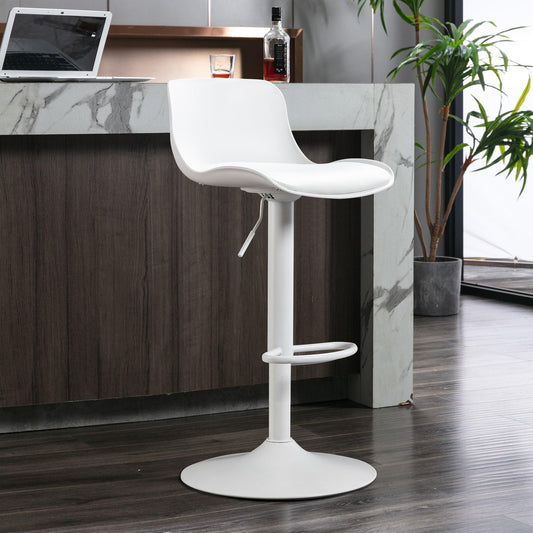 Eri Adjustable Swivel Bar Stools with Padded Seat - White x 2 - Chotto Furniture