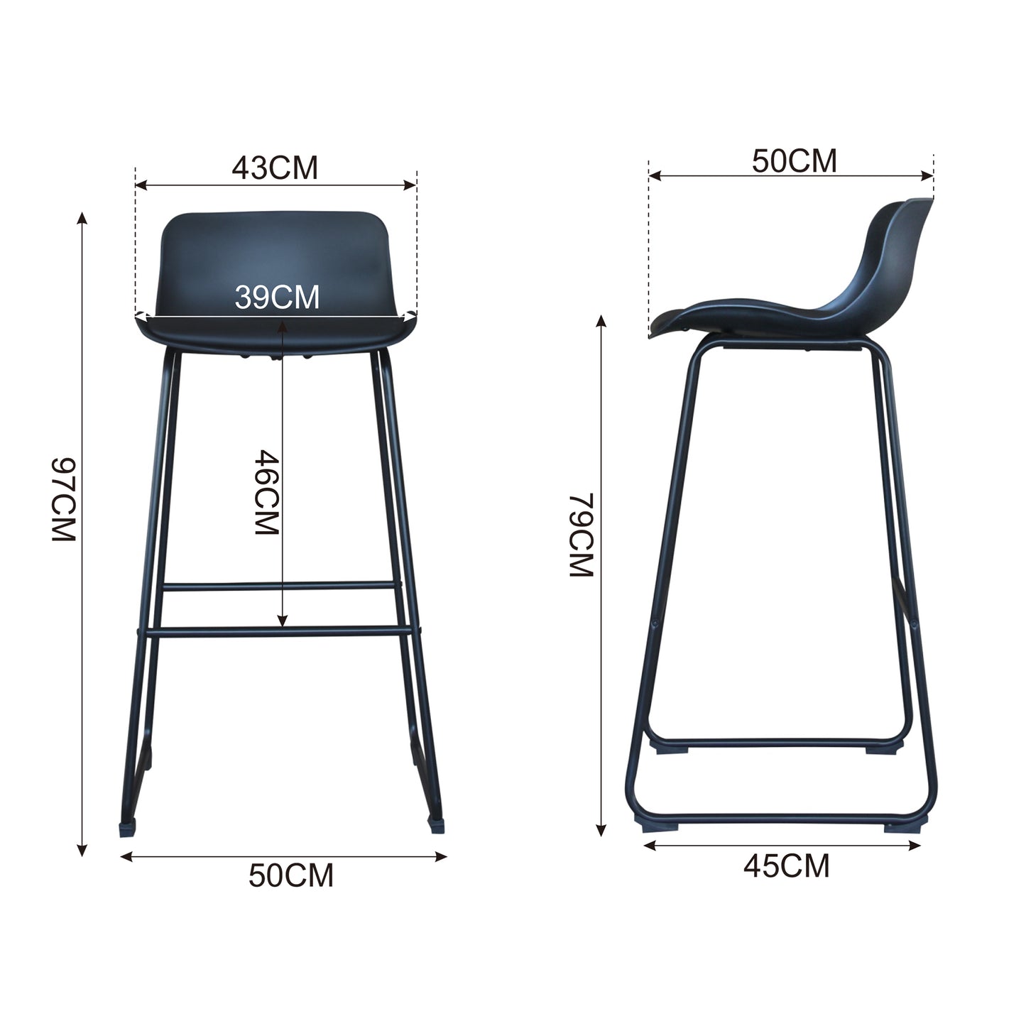 CHOTTO - Kaba Barstool - Black x 2