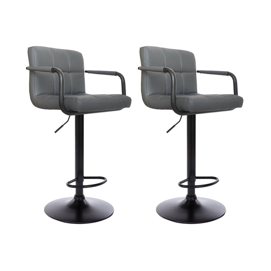 Hiro Adjustable Swivel Bar Stool - Grey x 2 - Chotto Furniture