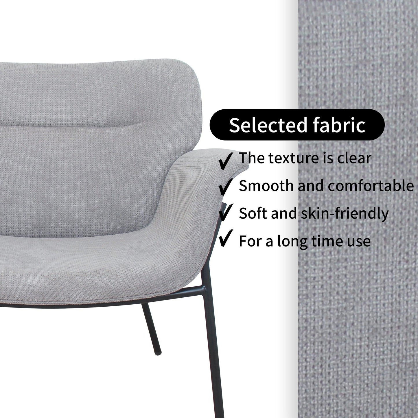 Suda Designer Lounge Armchair - Grey - Chotto Furniture