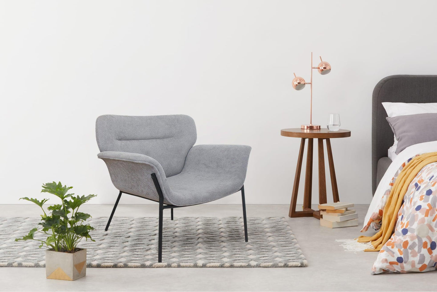 Suda Designer Lounge Armchair - Grey - Chotto Furniture