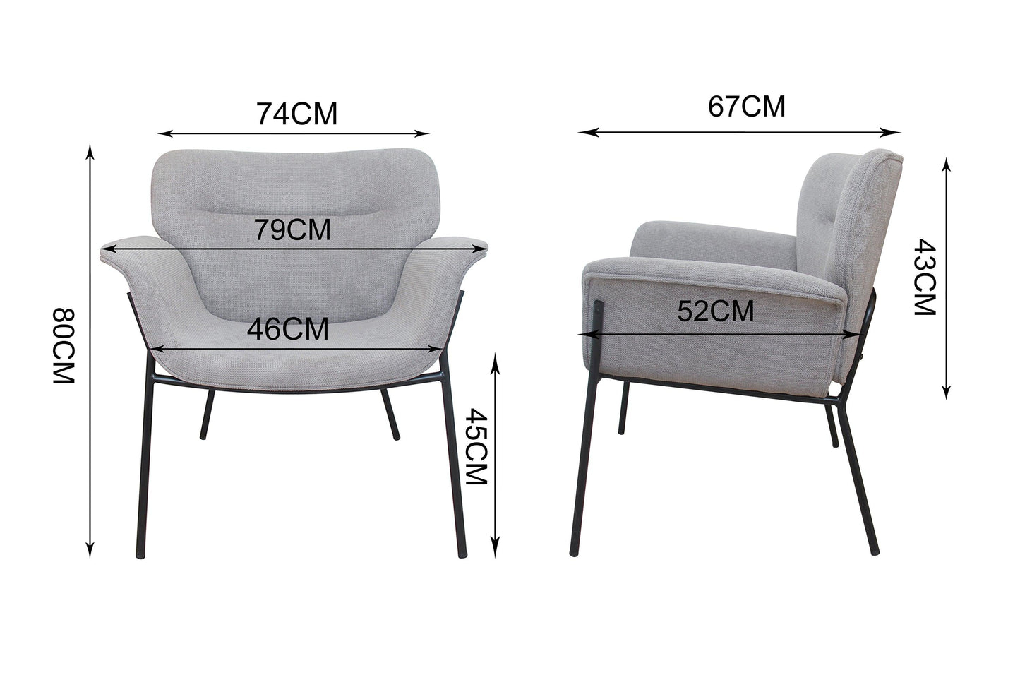 Suda Designer Lounge Armchair - Grey - Chotto Furniture