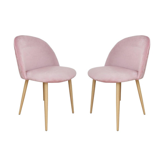 Nami Velvet Seat Metal Leg Dining Chairs - Pink x 2 - Chotto Furniture