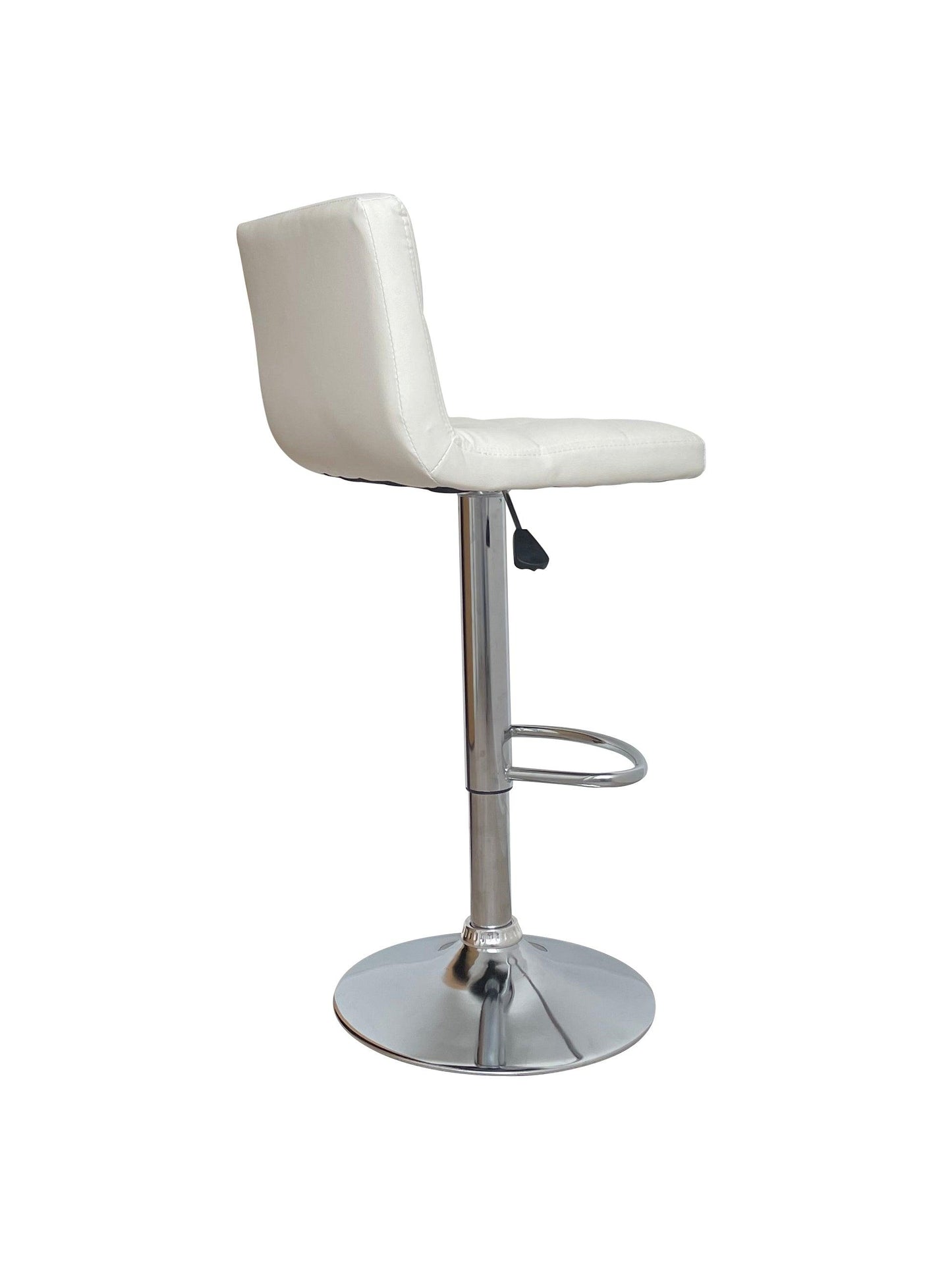 Nomu Adjustable Swivel Leather Bar Stools - White x 2 - Chotto Furniture