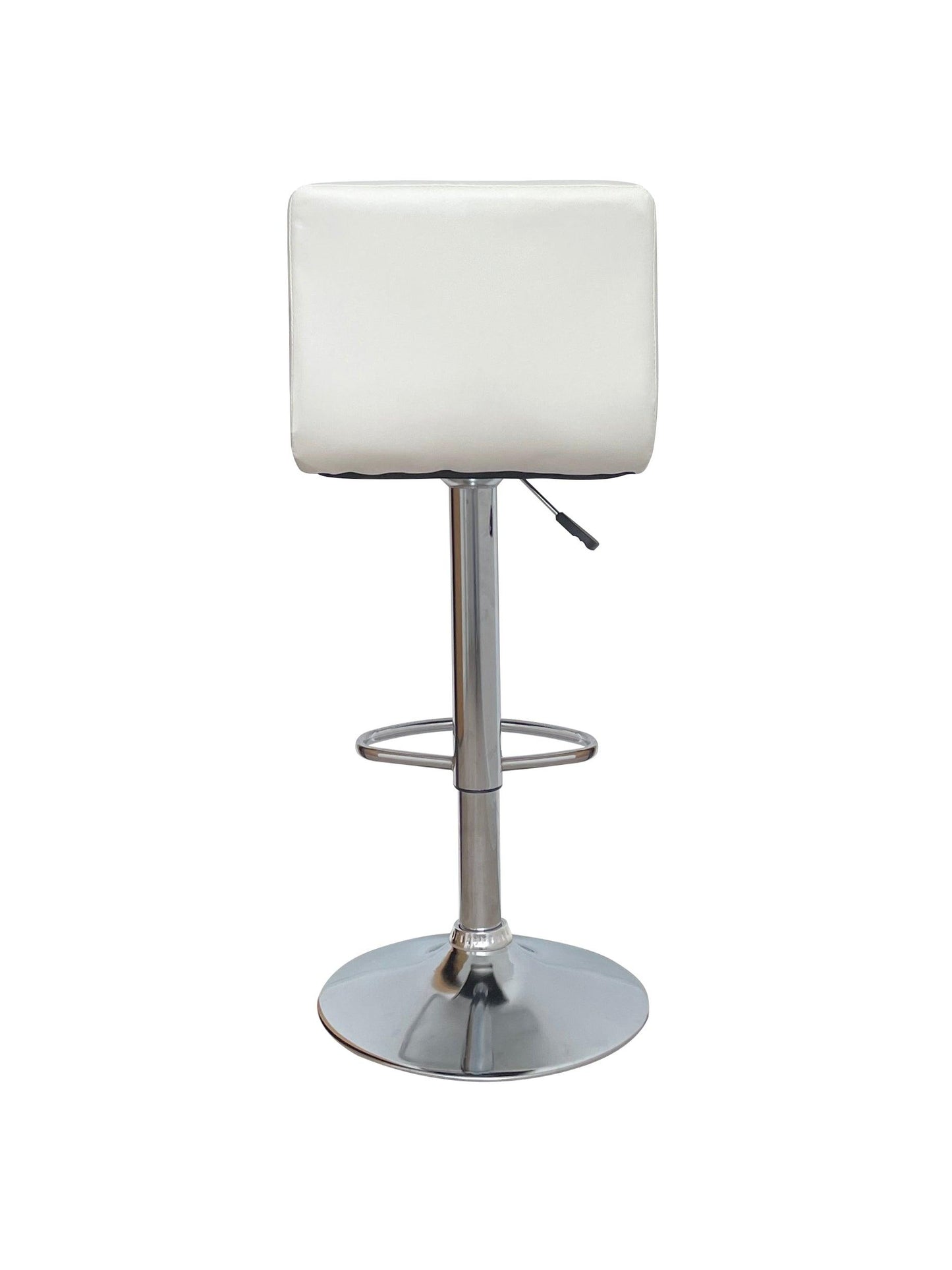 Nomu Adjustable Swivel Leather Bar Stools - White x 2 - Chotto Furniture