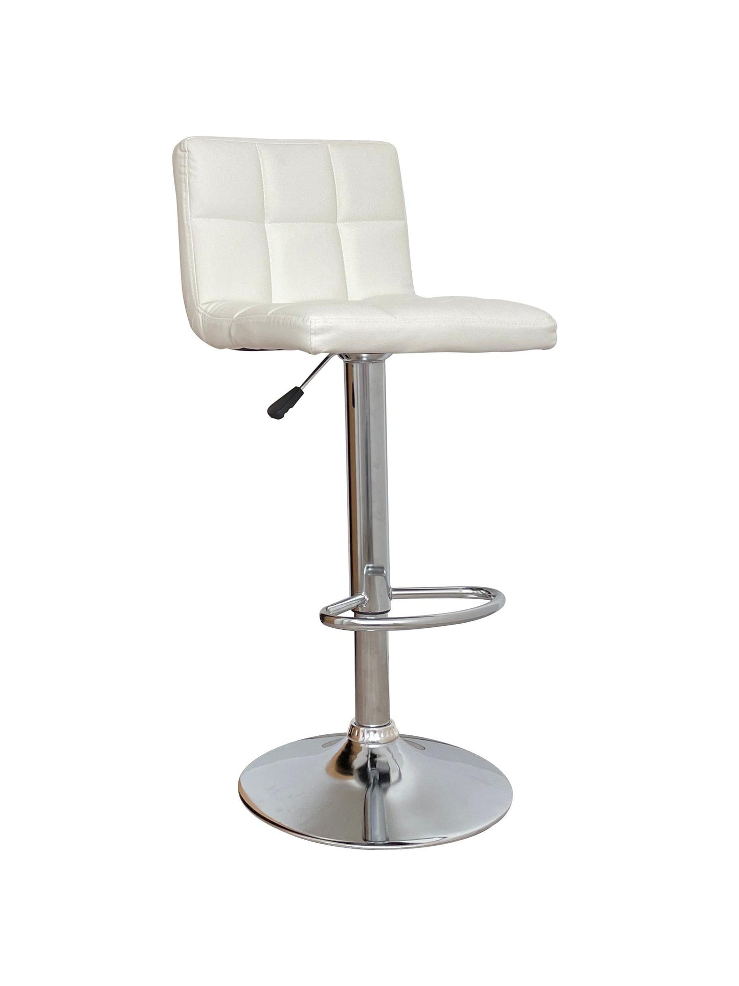 Nomu Adjustable Swivel Leather Bar Stools - White x 2 - Chotto Furniture