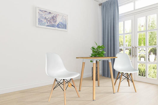 Enso Round Top Dining Table with Wooden Legs - Wood - Chotto Furniture