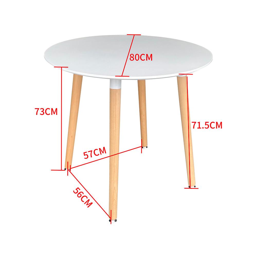 Enso Round Top Dining Table with Wooden Legs - White - Chotto Furniture