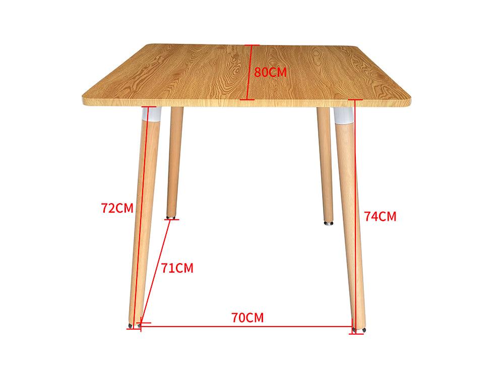Hako Square Top Dining Table with Wooden Legs - Wood - Chotto Furniture