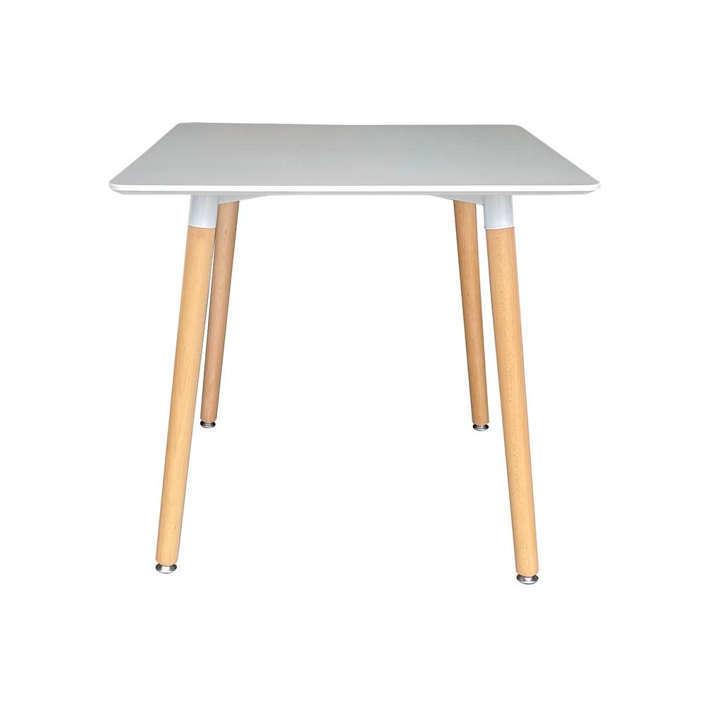 Hako Square Top Dining Table with Wooden Legs - White - Chotto Furniture