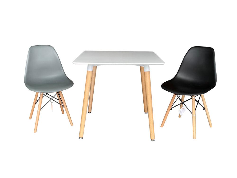 Hako Square Top Dining Table with Wooden Legs - White - Chotto Furniture