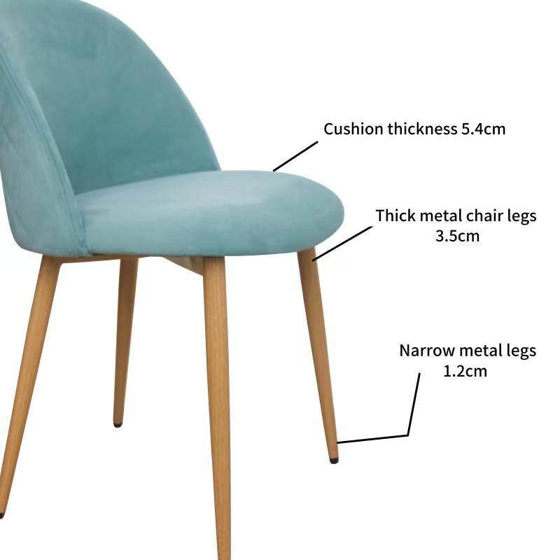 Nami Velvet Seat Metal Leg Dining Chairs - Blue x 2 - Chotto Furniture