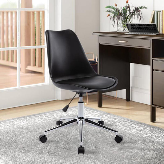 Ando Office Desk Chair with Vegan Leather Seat - Black - Chotto Furniture