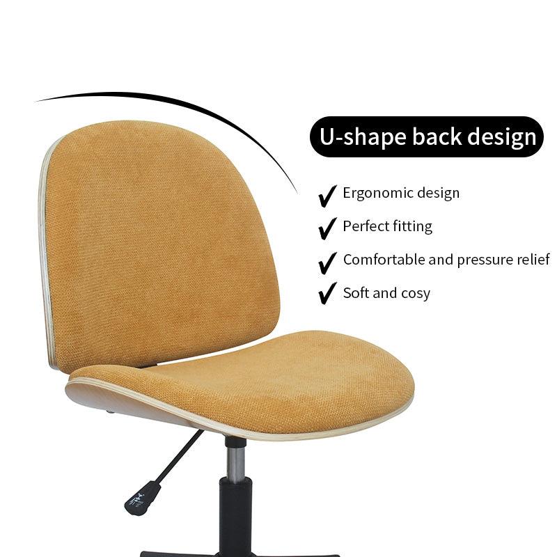 Mio Fabric Adjustable Swivel Office Chair - Yellow - Chotto Furniture