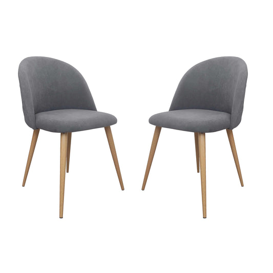 Nami Velvet Seat Metal Leg Dining Chairs - Grey x 2 - Chotto Furniture