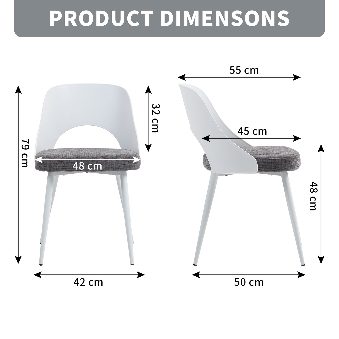 CHOTTO - Rei PP Dining Chair -White x 2