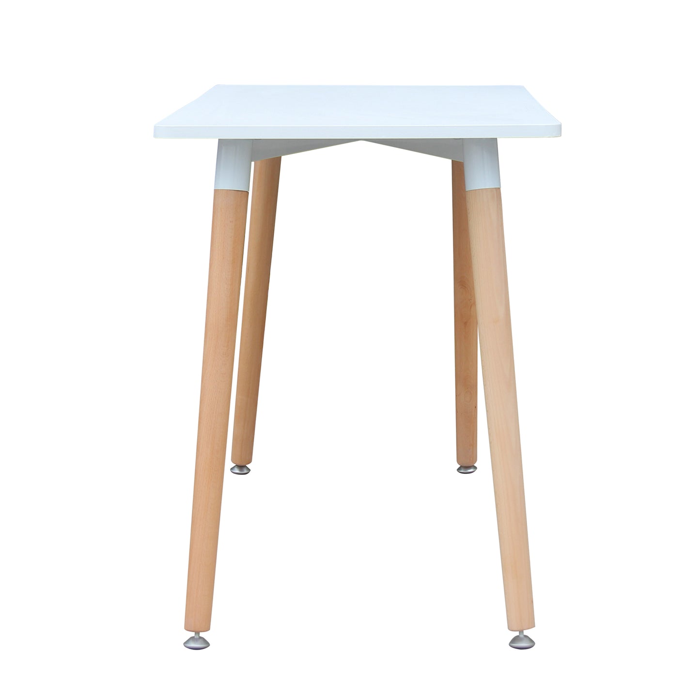 CHOTTO - Hako Rectangle Top Dining Table with Wooden Legs - White - 120cm